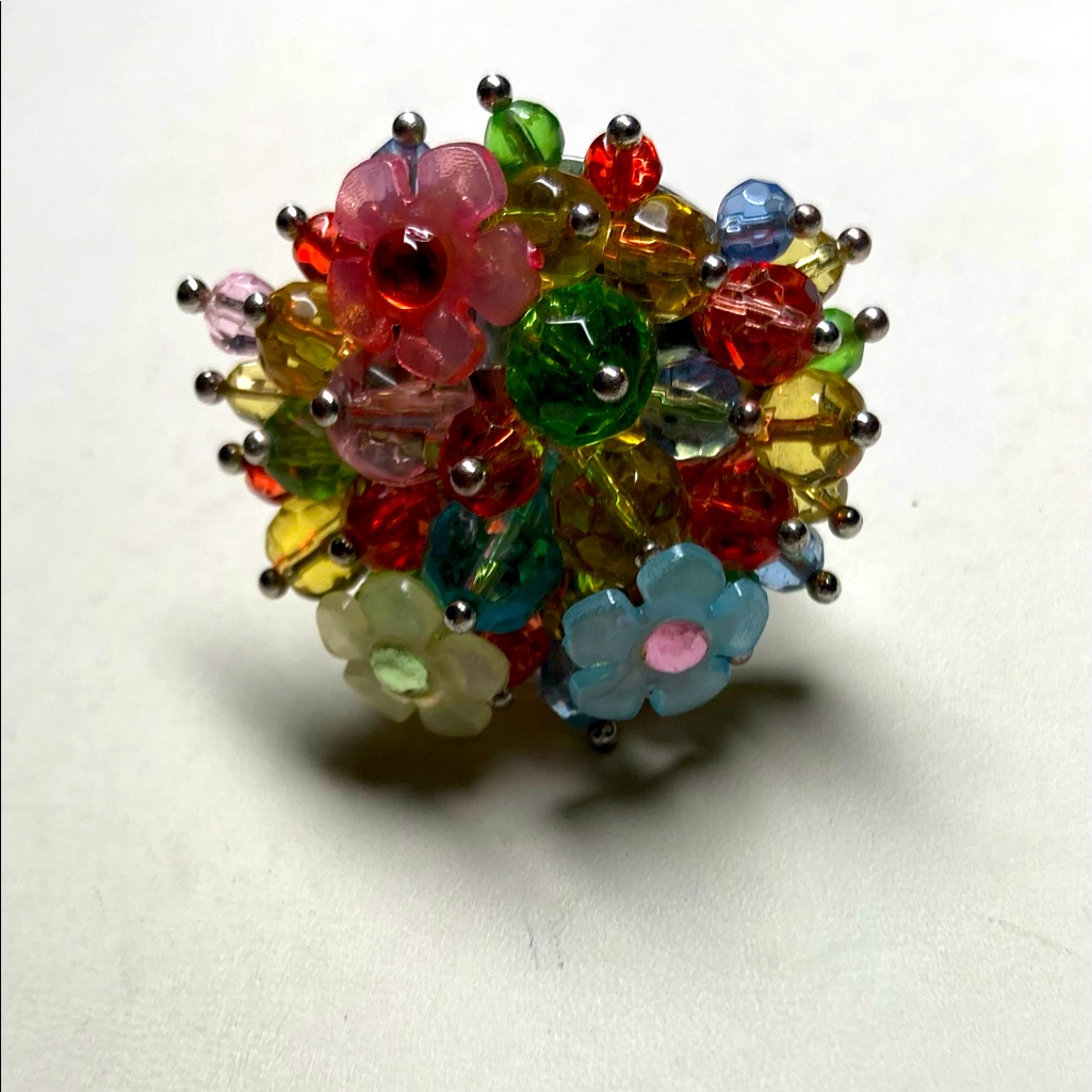 Adjustable Beaded Flower Ring 651